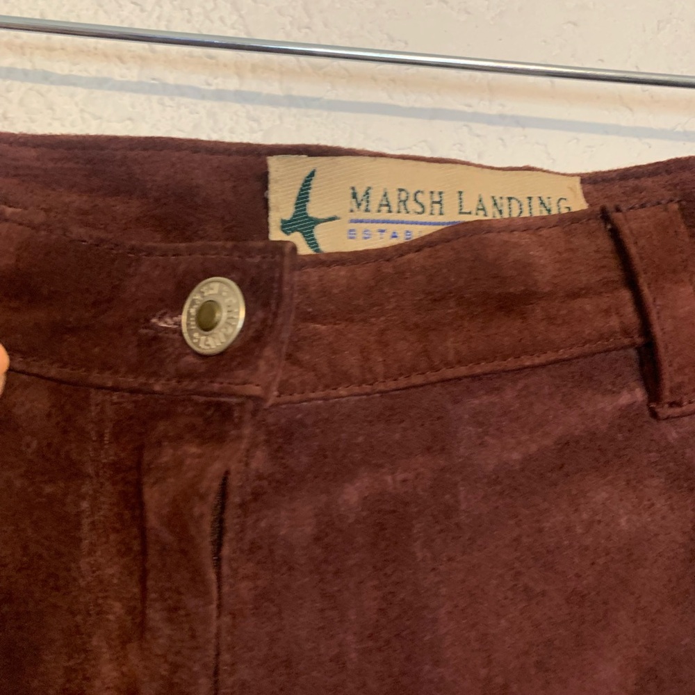 MARSH LANDING 80s Womens Size 12 Leather Burgundy Pants - Picture 5 of 10